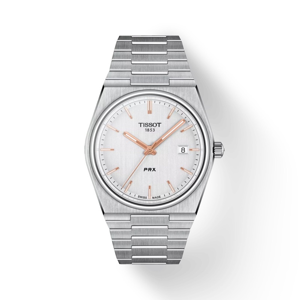 Tissot PRX Steel Sport Watch with Rose Gold Hands